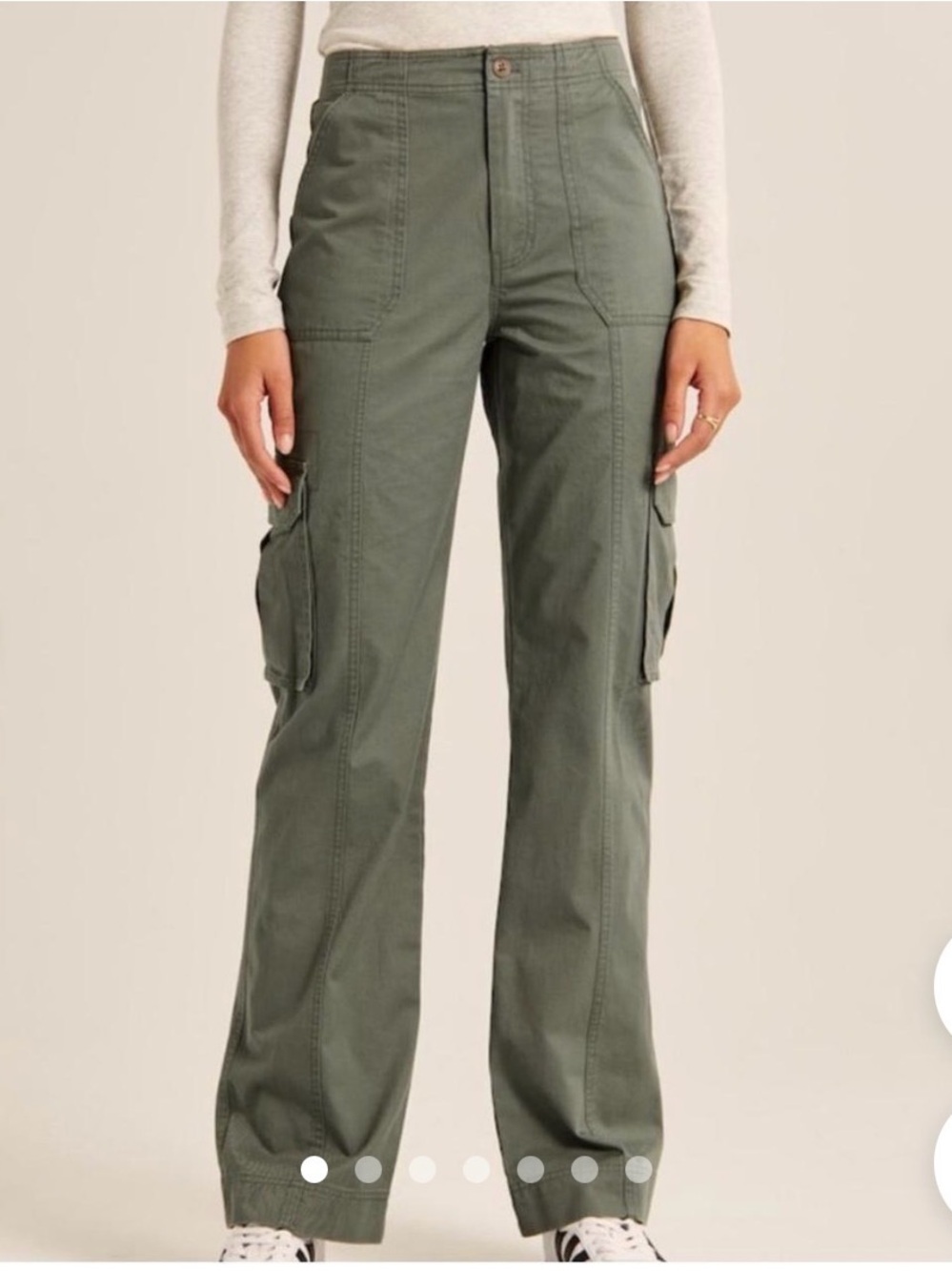 🌼 Abercrombie & Fitch Olive Green Wide-Leg Cargo Pants size 27